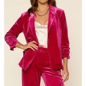 BRAND NEW Ruched Velvet Blazer in Magenta
